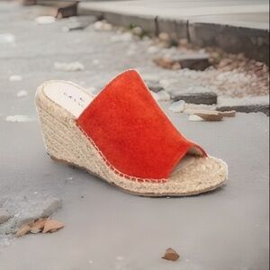 Caslon Sally Espadrille Wedge Sandals Size 7.5 Color Poppy Worn Once EEUC
